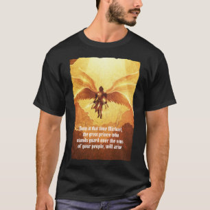 Archangel Michael Six Wings Bible Verse Black T-Shirt