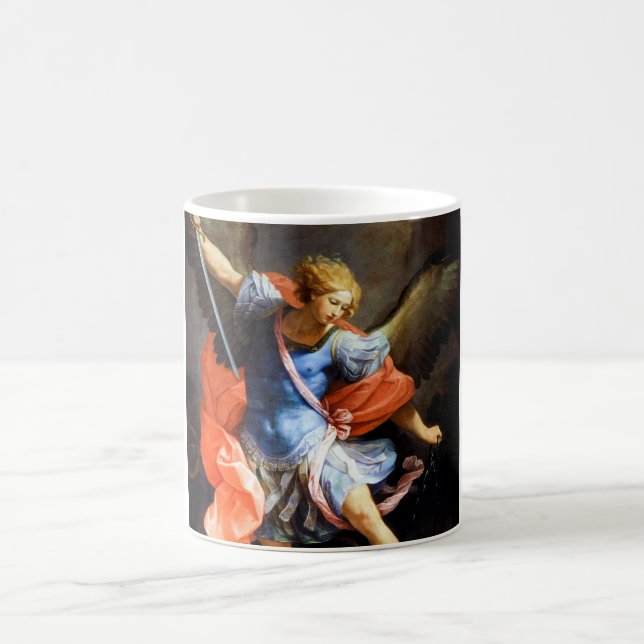 Archangel Michael tramples Satan, Guido Reni Coffee Mug (Center)