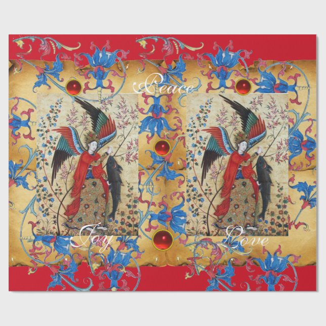 ARCHANGEL RAPHAEL AND FISH CHRISTMAS PARCHMENT WRAPPING PAPER (Flat)