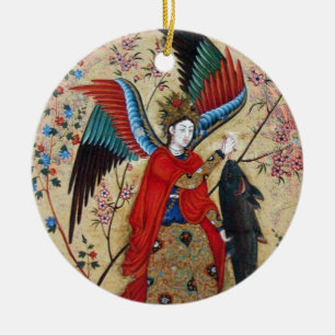 ARCHANGEL RAPHAEL AND FISH PARCHMENT CERAMIC TREE DECORATION