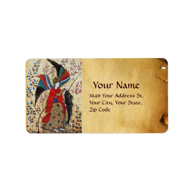 ARCHANGEL RAPHAEL AND FISH PARCHMENT LABEL (Front)