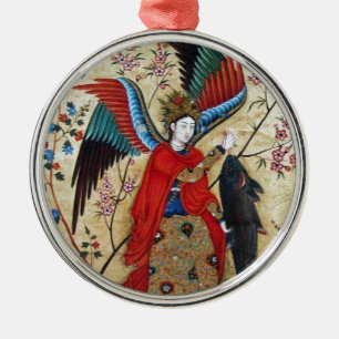 ARCHANGEL RAPHAEL AND FISH PARCHMENT METAL TREE DECORATION