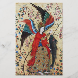 ARCHANGEL RAPHAEL AND FISH PARCHMENT MONOGRAM STATIONERY