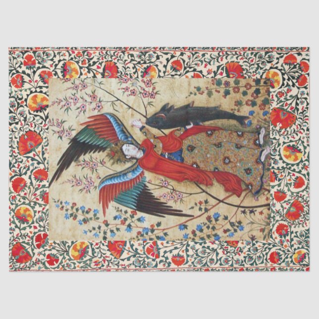 ARCHANGEL RAPHAEL AND FISH PARCHMENT TISSUE PAPER (Front)