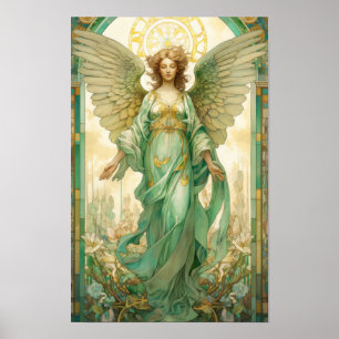 Archangel Raphael in Pastel Colours - Art Nouveau  Poster