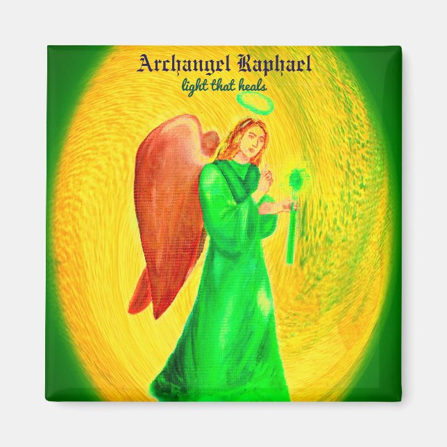Archangel Raphael Square Magnet (Front)