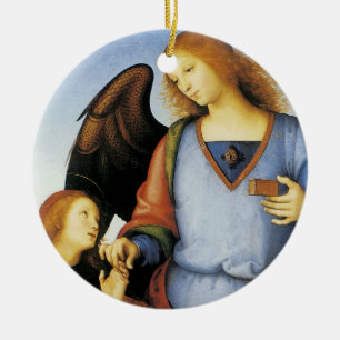 Archangel Raphael with Tobias Ceramic Tree Decoration