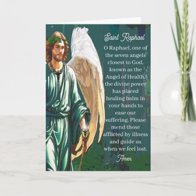 Archangel Saint Raphael Healing Angel Prayer Gift Card (Front)