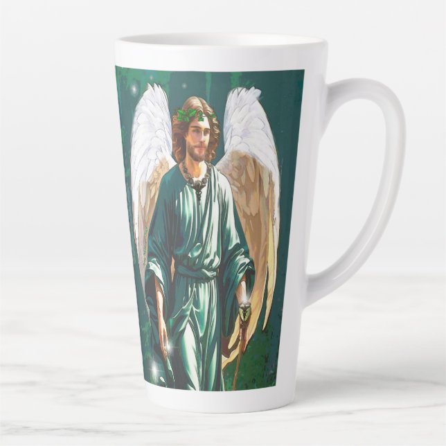 Archangel Saint Raphael Healing Angel Prayer Green Latte Mug (Right)