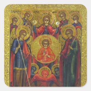 Archangels Orthodox Christian Byzantine Icon Square Sticker