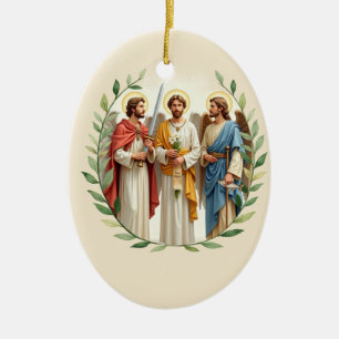Archangels with God's Peace and Blessings Scruptur Ceramic Tree Decoration