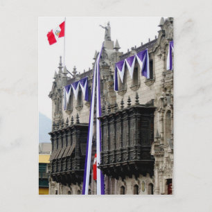 Archbishop's Palace with "Jealousy Balconies" Lima Postcard
