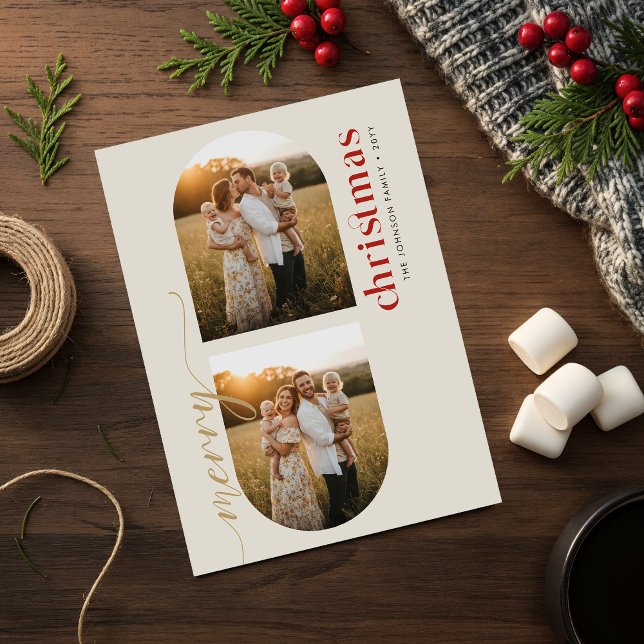 Arched 3 Photo Family Christmas Cards (Creator Uploaded)