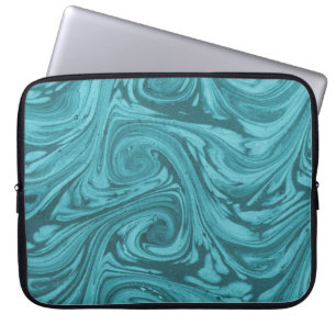 Arched and curved backdrop in tones of turquoise, laptop sleeve
