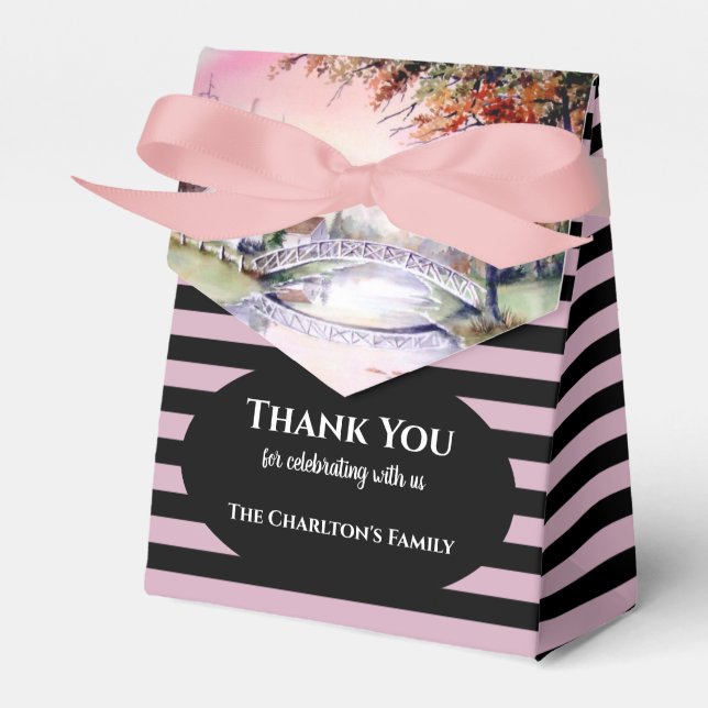 Arched Bridge Watercolor Painting Housewarming Favour Box (Front Side)