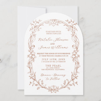 Arched Burnt Orange Terracotta Boho Chic Wedding Invitation