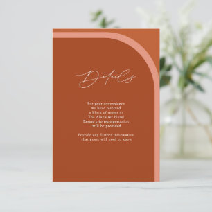 Arched Desert Terra Cotta Modern Wedding Details Enclosure Card