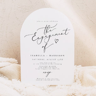 Arched Elegant Calligraphy Script Engagement Party Invitation
