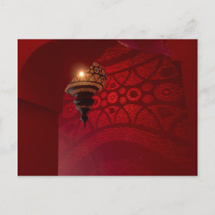 Arched entrance and illuminated lantern postcard