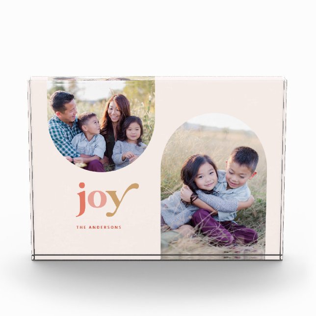 Arched Joy Christmas Photo Block (Front)
