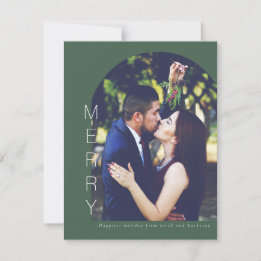 Arched Merry Holiday Photo Card in Fern