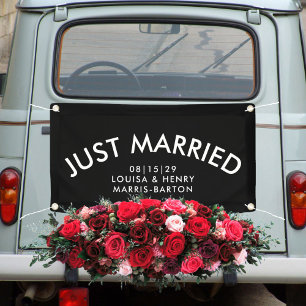 Arched Modern Just Married Car Banner