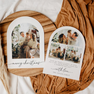 Arched Modern Script  Photo Family Christmas Card