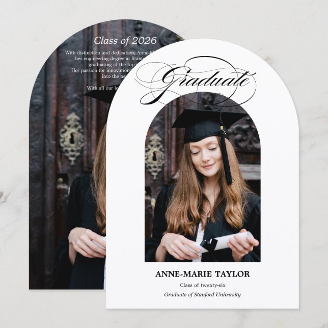 Arched Photo and Script Graduate Announcement (Front/Back)
