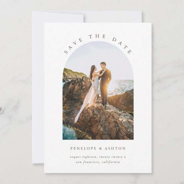 Arched Photo Curved Save the Date (Front)