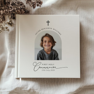 Arched Photo First Communion Boy Guest Book