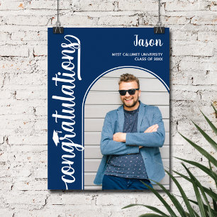 Arched Photo on Blue Graduation Poster