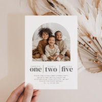Arched Photo Triple Joint Birthday Invitation