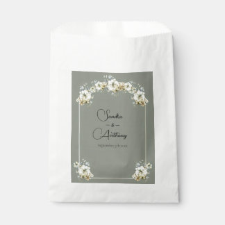 Arched Sage Green Floral wedding favor bag