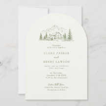 Arched Sage Mountain Photo Wedding Invitation