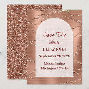 Arched Save The Date Wedding Rose Gold Card
