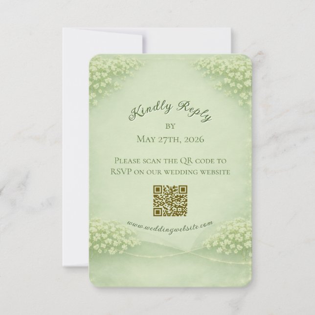Arched Soft Green Wedding RSVP card (Front)