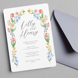 Arched Spring Flora Wedding Invitation