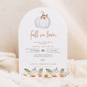 Arched Terracotta Floral Pumpkin Bridal Shower Invitation