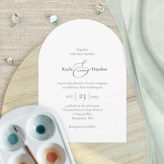 Wedding Invitations Textformat Arched, Text-only Wedding Invitation, Basic Blank Invitation | Zazzle