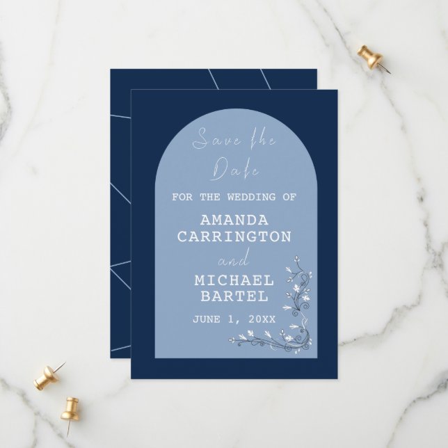 Arched Two-Tone Save the Date Wedding Card (Front/Back In Situ)