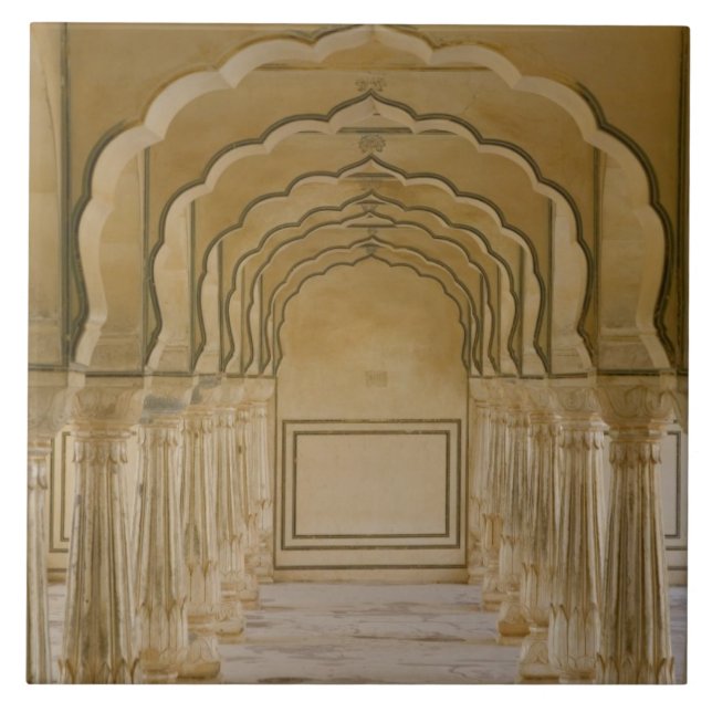 Arched walkway with columns inside Amber Palace, Tile (Front)