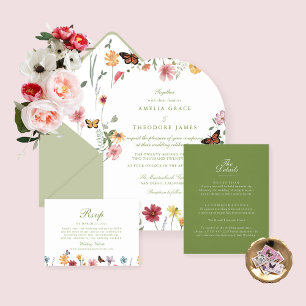 Arched Wildflower Wedding Invitation