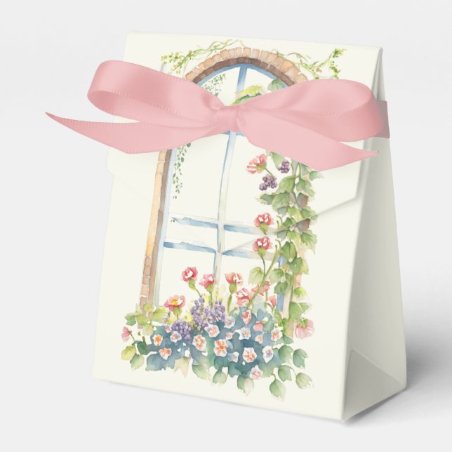 Arched Window Floral Display Favour Box (Front Side)