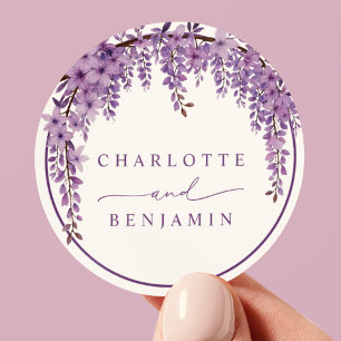 Arched Wisteria Branch Floral Garden Wedding Classic Round Sticker