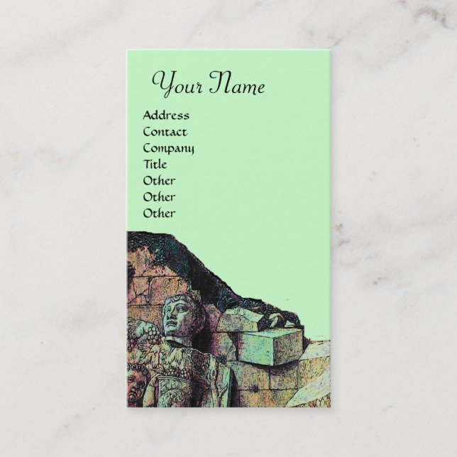ARCHEO /Antiquary,Archaeology Monogram, Black Gree Business Card (Front)