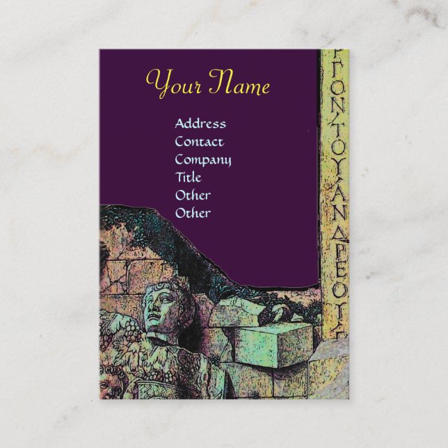 ARCHEO /Antiquary,Archaeology Monogram,Purple Gree Business Card (Front)