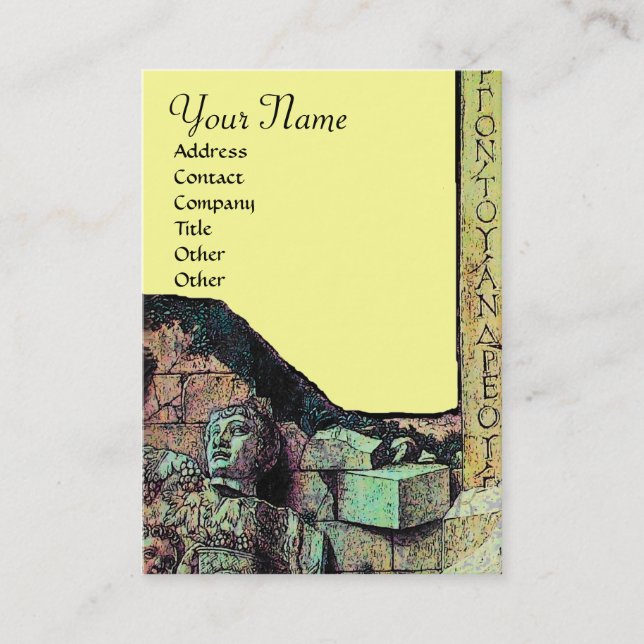 ARCHEO /Antiquary,Archaeology Monogram,Yellow Gree Business Card (Front)