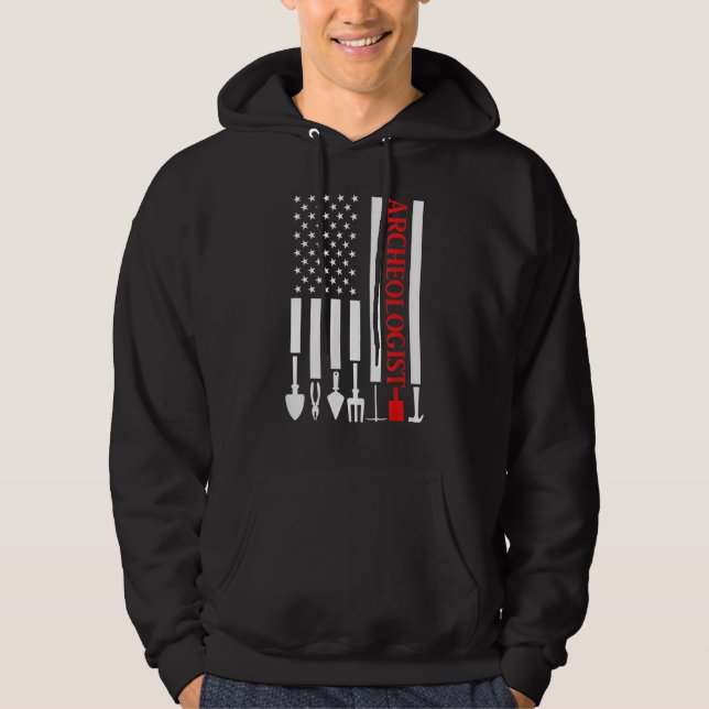Archeologist USA American Flag Archeology Patrioti Hoodie (Front)