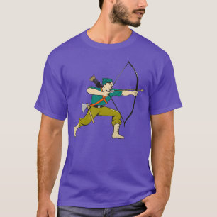 Archer Aiming Long Bow Arrow Cartoon T-Shirt