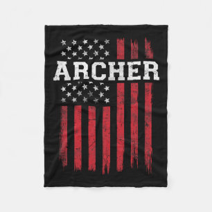 Archer American Flag Usa Patriot Patriotic Archery Fleece Blanket